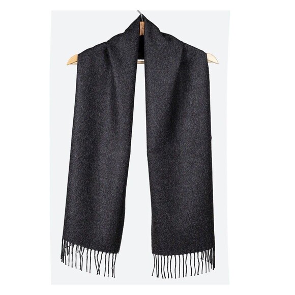 Anntarah Handmade Baby Alpaca Made In Peru Dark Gray Heather 12.5” X 70”  $249 - Picture 1 of 9